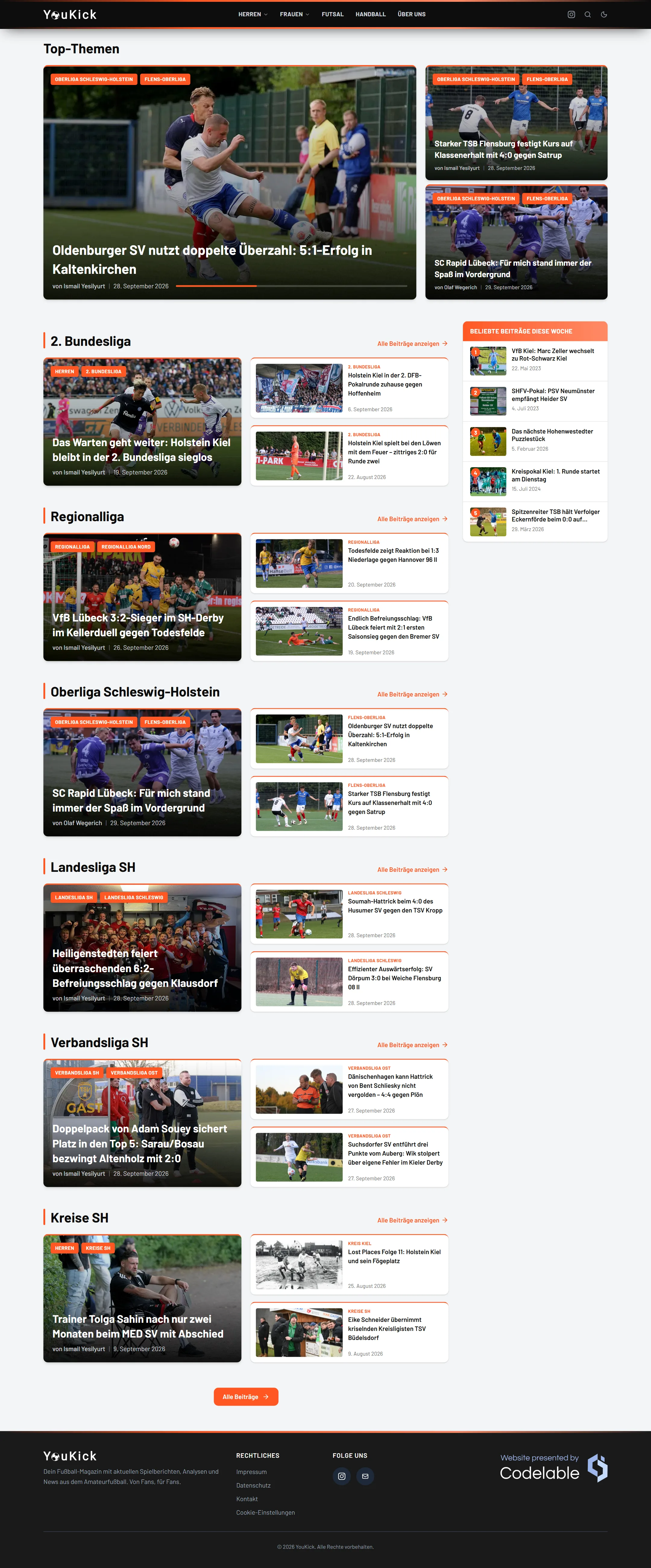 Die Website von YouKick im Desktop-Browser