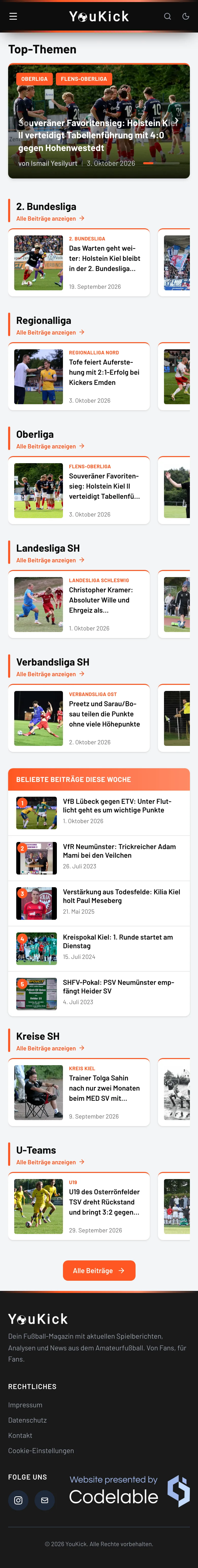 Die Website von YouKick auf einem iPhone